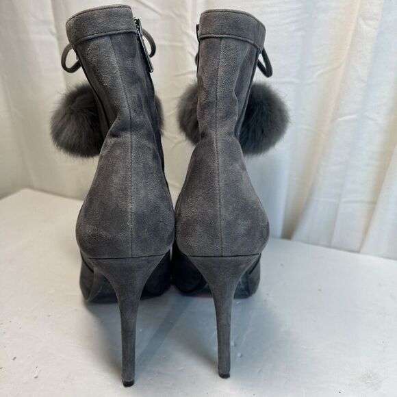 Michael Kors Remi 7 Suede Gray/Grey Ankle Bootie Boots Stilettos - Picture 7 of 10